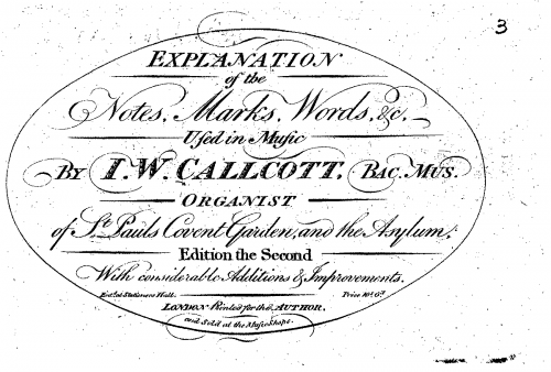 Callcott - An Explanation of the Notes, Marks, Words, etc. Used in Music - Complete book