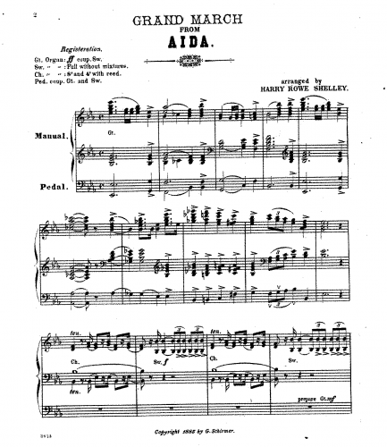 Verdi - Aïda - Triumphal March (Act II) For Organ (Shelley) - Triumphal March