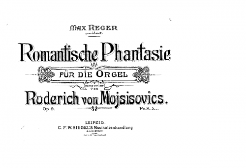 Mojsisovics - Romantic Fantasy, Op. 9 - Score