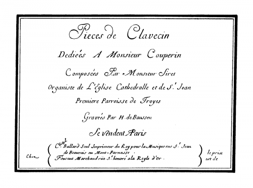 Siret - Pièces de Clavecin, Livre 1 - Score
