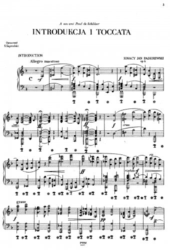 Paderewski - Introduction and Toccata, Op. 6 - Score
