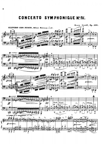 Litolff - Concerto Symphonique No. 4, Op. 102 - For 2 Pianos - Score