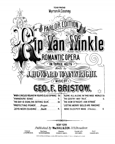 Bristow - Rip Van Winkle, Op. 22 - Vocal Score 1855 version - Act III, Sc.1(Chorus of the Daughters of the Morning - Wake! Sleeper, Wake)
