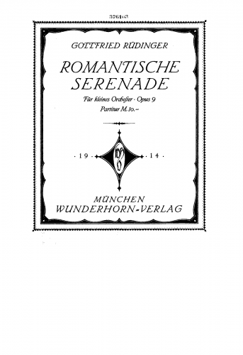 Rüdinger - Romantische Serenade, Op. 9 - Full Score - Score