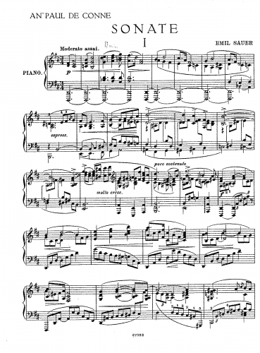 Sauer - Piano Sonata No. 1 - Score