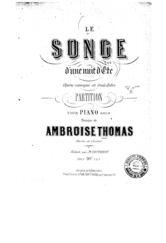 Thomas - Le songe d'une nuit d'été - For Piano solo (Vauthrot) - Score