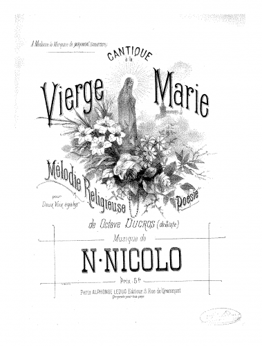 Nicolò-Isouard - Cantique à la Vierge Marie - Score