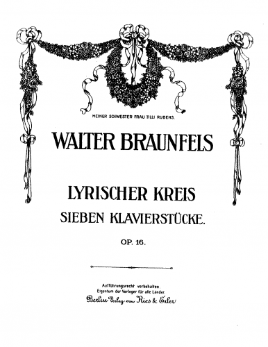 Braunfels - Lyrischer Kreis, Op. 16 - Score