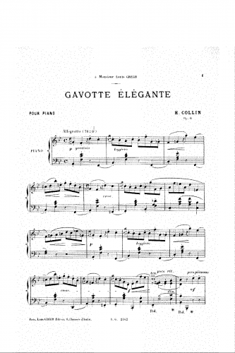 Collin - Gavotte élégante, Op. 6 - Score