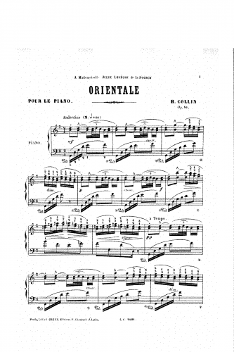 Collin - Orientale, Op. 10 - Score