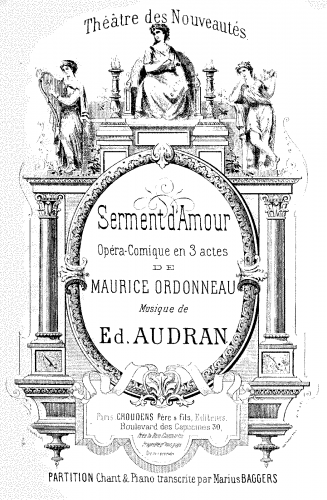 Audran - Serment d'amour - Vocal Score - Score