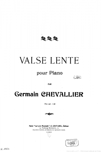 Chevallier - Valse lente - Score