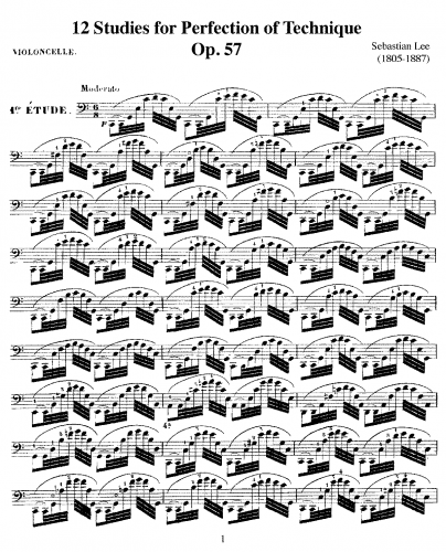 Lee - 12 Studies for Perfection of Technique, Op. 57 - Cello part