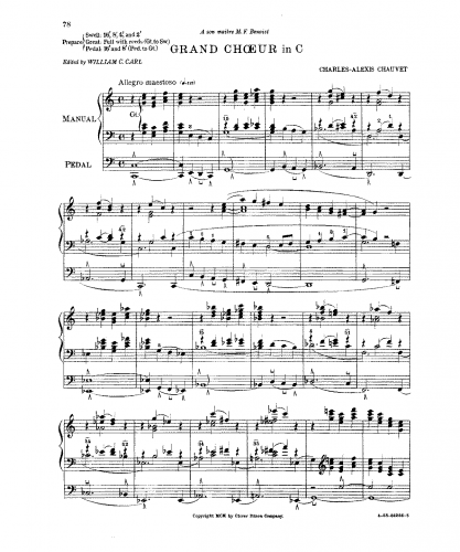 Chauvet - 20 célèbres pièces - Organ Scores Selections - No. 1. Grand Choeur