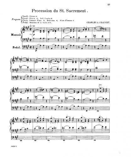 Chauvet - 20 célèbres pièces - Organ Scores Selections - No. 20. Procession du St. Sacrement