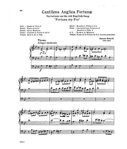 Scheidt - Tabulatura Nova - Organ Scores Part II - 8. Cantilena Anglica Fortunae, SSWV 134