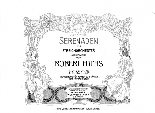 Fuchs - Serenade for String Orchestra No. 3 - For Piano 4 hands (Composer) - Score