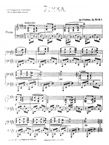 Friedman - Polnische Lyrik, Op. 60 - Score