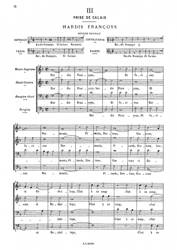 Costeley - La Prise de Calais - Score