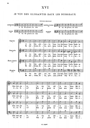 Costeley - Je voy des glissantes eaux le ruisseaux - Score