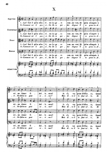 Costeley - Las! faut il quâon mâestime legere - Score