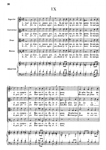 Costeley - Las! je neusse jamais pensé - Score