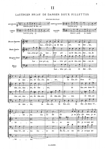 Costeley - Lautrier priay de danser deux fillettes - Score