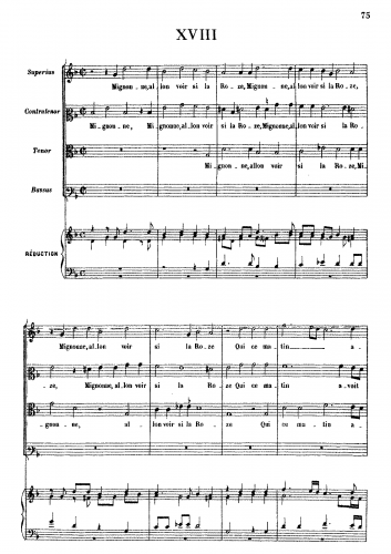 Costeley - Mignonne, allon voir si la roze - Scores and Parts - Score