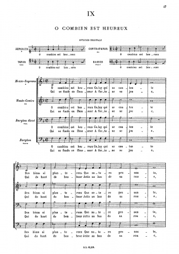 Costeley - O combien est heureux - Score