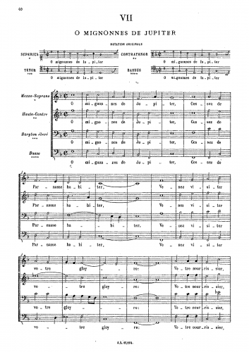 Costeley - O mignonnes de jupiter - Score