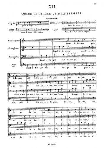 Costeley - Quand le berger veid la bergere - Score