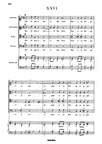 Costeley - Que de passions et douleurs - Score