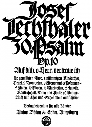 Lechthaler - Psalm 3030. Psalm - Score