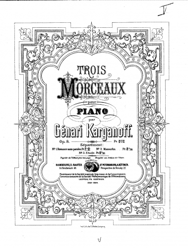 Korganov - 3 Morceaux - Score