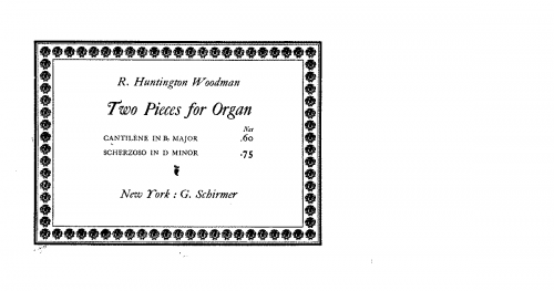 Woodman - 2 Pieces for Organ - 1. Cantilène