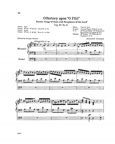 Guilmant - L'Organiste Pratique - Organ Scores Book 5, Op. 49 - II. Offertoire sur O Filii
