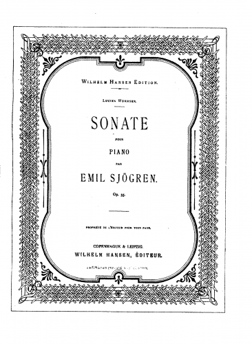 Sjögren - Piano Sonata No. 1 - Score