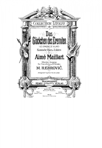 Maillart - Les dragons de Villars - For Piano solo (RebroviÄ) - Score