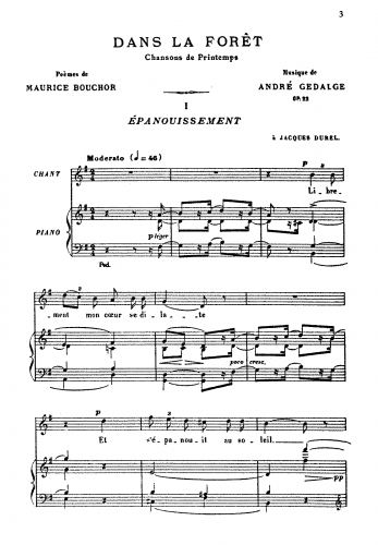 Gédalge - Dans la forêt, Op. 22 - Score