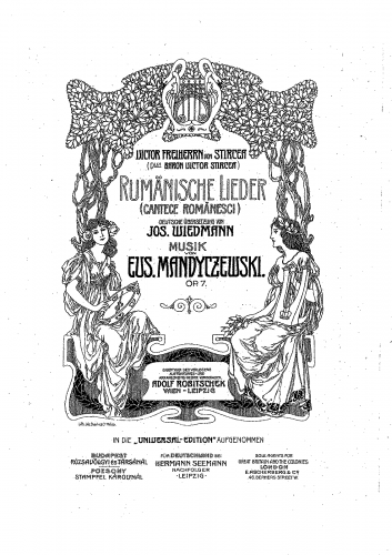 Mandyczewski - Rumänische Lieder - Score