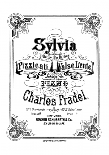 Delibes - Sylvia - Divertissement: Variation dansée 'Pizzicati' (No. 20, Act III) For Piano solo (Fradel) - Score