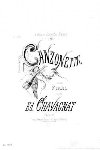 Chavagnat - Canzonetta, Op. 100 - Score