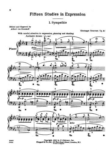 Concone - 15 Etudes d'Expression, Op. 44 - Score