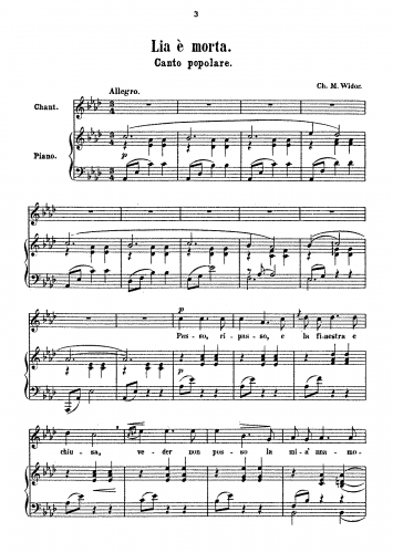 Widor - 3 mélodies Italiennes, Op. 32 - Score