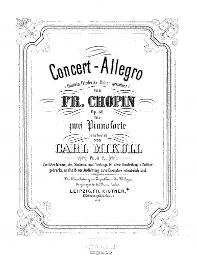 Chopin - Allegro de concert - For 2 Pianos (Mikuli) - Score