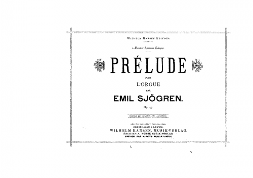 Sjögren - Prelude and Fugue in A minor, Op. 49 - Score