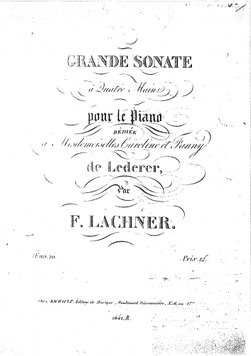 Lachner - Sonata for Piano-4 Hands, Op. 20 - Score