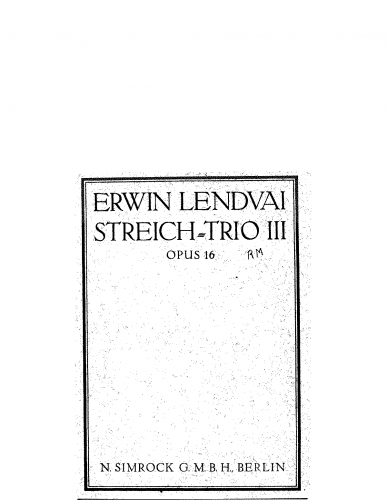 Lendvai - String Trio No. 3 - Score