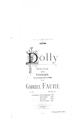 Fauré - Dolly Suite, Op. 56 - No. 1. Berceuse For Cello and Piano
