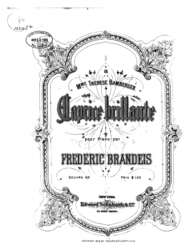 Brandeis - Caprice brillante - Piano Score - Score